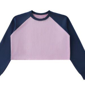 Raw-Hem Color-Block Raglan Crop Sweatshirt